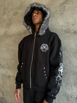 Eclipse Black Fur Zip Hoodie
