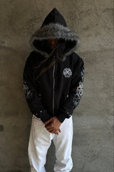 Eclipse Black Fur Zip Hoodie