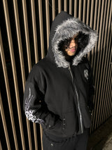Eclipse Black Fur Zip Hoodie