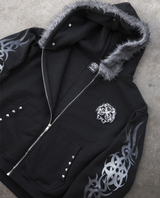 Eclipse Black Fur Zip Hoodie