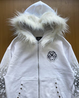 Snow White Fur Zip Hoodie