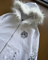 Snow White Fur Zip Hoodie