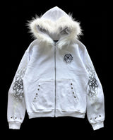 Snow White Fur Zip Hoodie