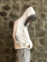 Snow White Fur Zip Hoodie