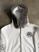 Snow White Fur Zip Hoodie