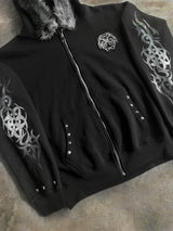 Eclipse Black Fur Zip Hoodie