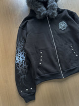 Eclipse Black Fur Zip Hoodie